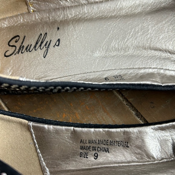Shully’s Flat Black Shoes with Metallic Silver Sequence - Picture 2 of 4